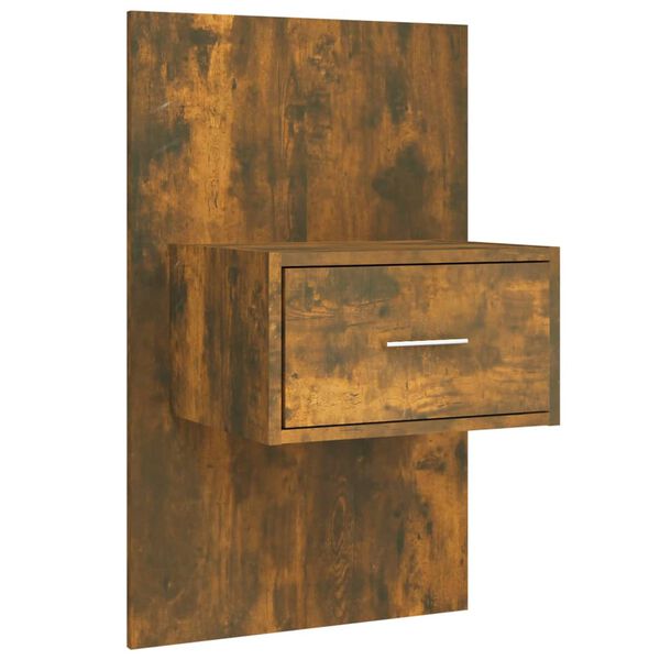 vidaXL Lovos galvūgalis su spintelėmis, dūminio ąžuolo, mediena