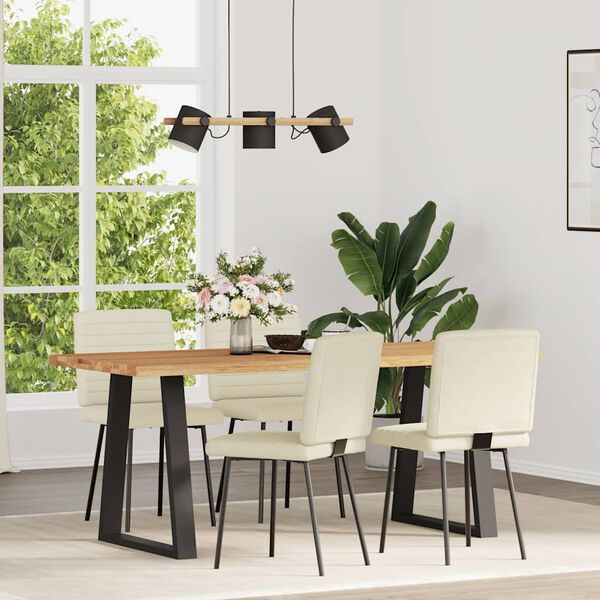 vidaXL Valgomojo kėdės, 4vnt., kreminės spalvos, aksomas