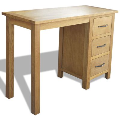 vidaXL Rašomasis stalas su 3 stalčiais, 106x40x75cm, ąžuolo medienos masyvas