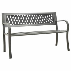 vidaXL Sodo suoliukas, pilkos spalvos, 125cm, plienas