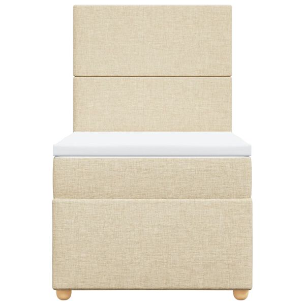 vidaXL Lova su spyruoklėmis ir čiužiniu, kreminė, 100x200cm, audinys