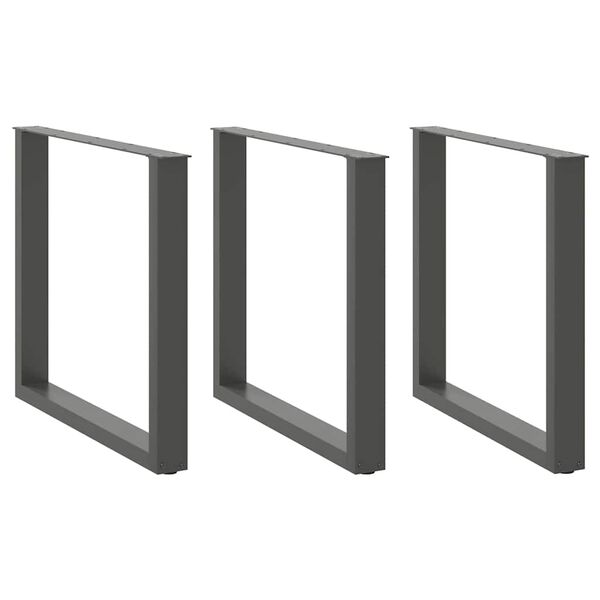 vidaXL Valgomojo stalo kojos, 3 vnt., antracito spalvos, 80x(72-73) cm, plienas, U formos