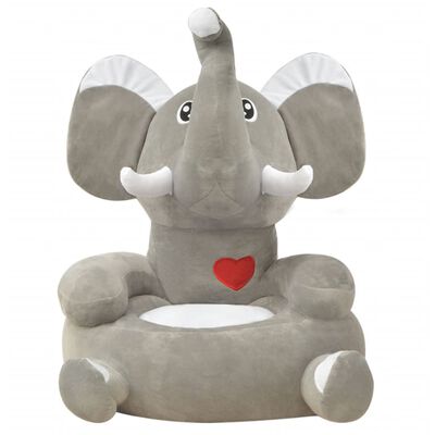 vidaXL Pliušinė vaikiška kėdė, dramblio formos, pilka
