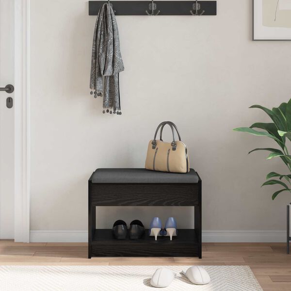 vidaXL Koridoriaus suolas su pagalve Juodas Ąžuolas 63 x 38 x 45 cm