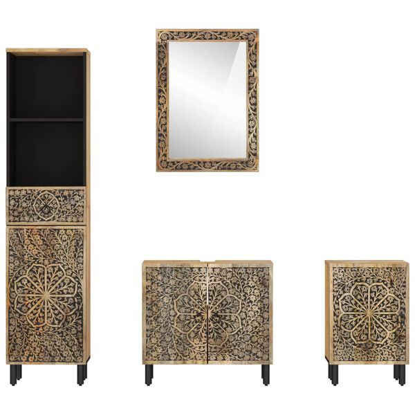 vidaXL Vonios kambario baldų komplektas, 4 dalių, mango masyvas