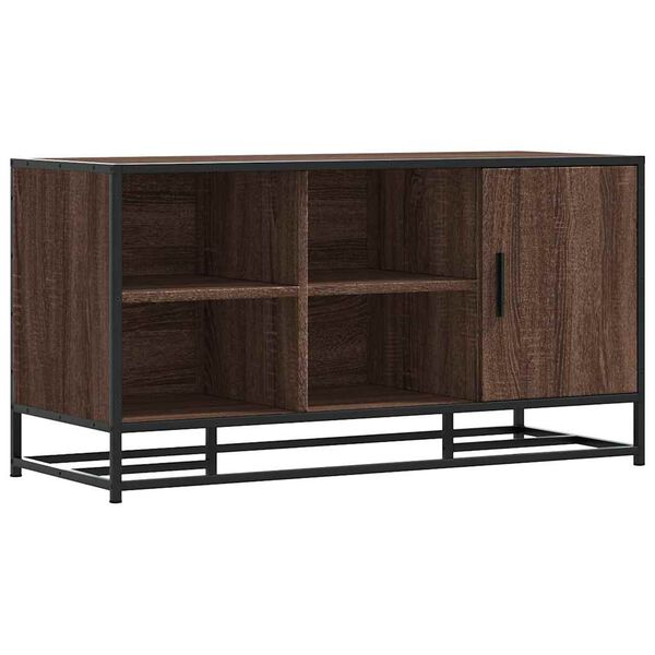 vidaXL Batų suoliukas, ruda ąžuolo, 100x40x53,5 cm, mediena/metalas