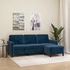 vidaXL Trivietė sofa su pakoja, mėlynos spalvos, 180cm, aksomas