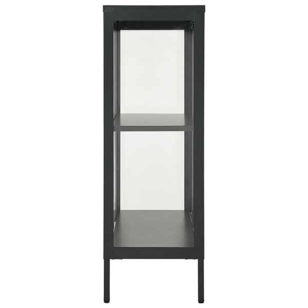 vidaXL Šoninė spintelė, antracito, 75x35x105cm, plienas ir stiklas