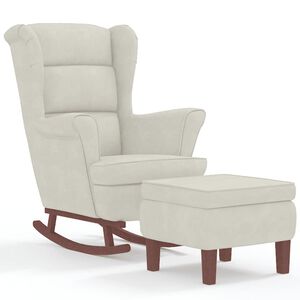 vidaXL supamoji kėdė su atlo&scaron;u, kreminis aksomas medžio masyvas