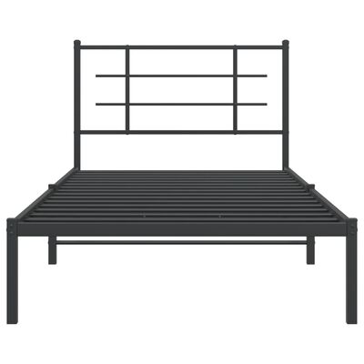 vidaXL Metalinis lovos rėmas su galvūgaliu, juodos spalvos, 100x200cm