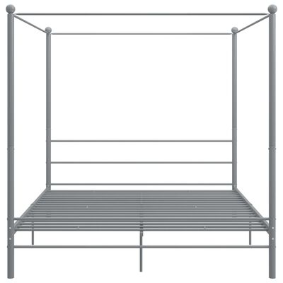 vidaXL Lovos rėmas su baldakimu, pilkos spalvos, 180x200cm, metalas