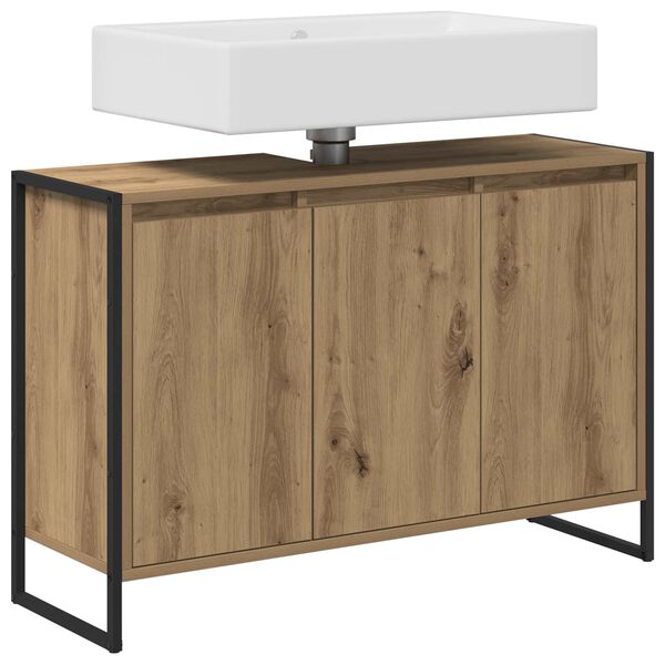 vidaXL Vonios spintelė su saugykla Meistrų ąžuolas 90 x 30 x 60 cm