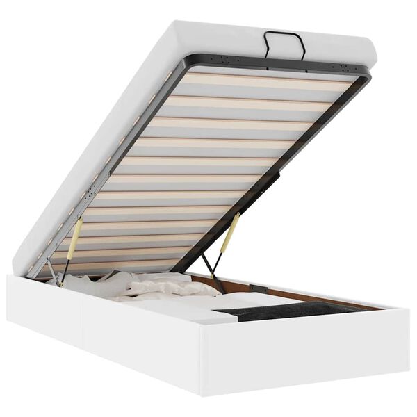 vidaXL Osmanų lovos rėmas be čiužinio, baltas, 90x200cm, dirbt. oda