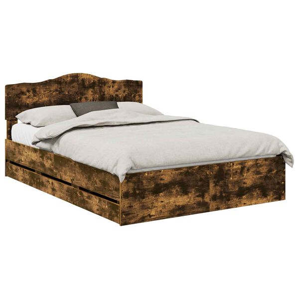 vidaXL Lovos rėmas Rūkyta ąžuolas 140 x 200 cm Inžinerinė mediena