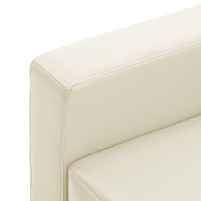 vidaXL Trivietė sofa su pakoja, kreminės spalvos, dirbtinė oda