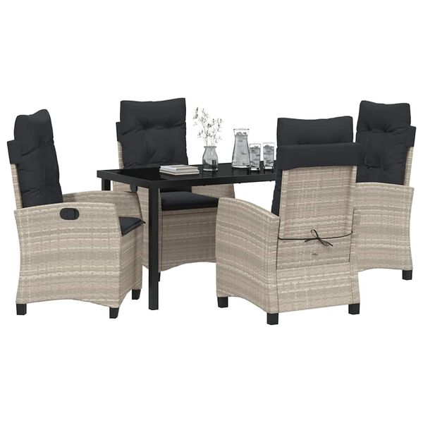 vidaXL Sodo valgomojo komplektas 5 pcs &Scaron;viesiai pilka poliratanas