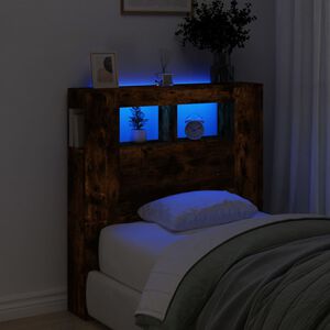 vidaXL LED galvūgalis, dūminio ąžuolo, 100x18,5x103,5cm, mediena