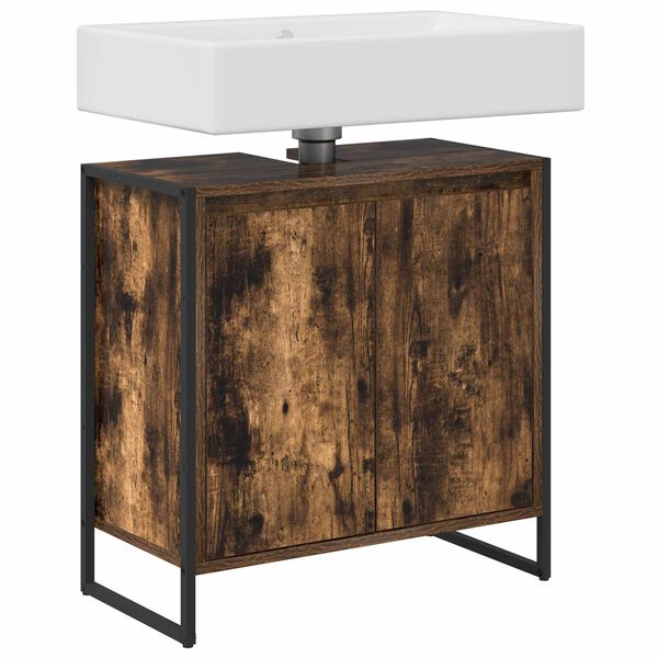 vidaXL Vonios spintelė su saugykla Dūminis ąžuolas 60 x 30 x 60 cm