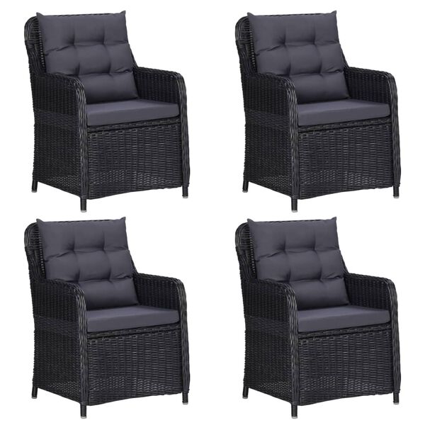 vidaXL Sodo valgomojo baldų komplektas, 5 dalių, juodos spalvos