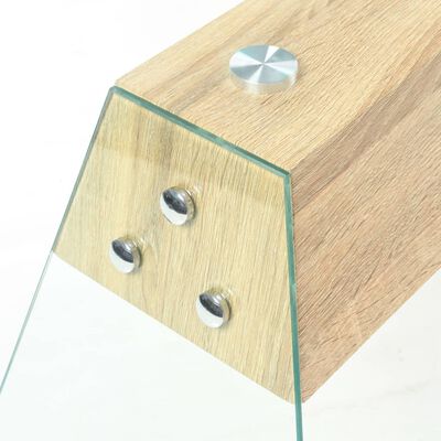 vidaXL Konsolinis staliukas, MDF ir stiklas, 120x30x76 cm, ąžuolo sp.
