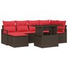 vidaXL Sodo Sofų Rinkinys su pagalve 7 pcs Ruda Poli ratanas
