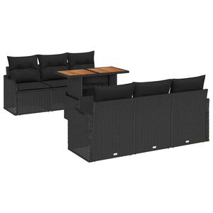 vidaXL Sodo Sofų Rinkinys 7 vnt. Juoda Poli ratanas