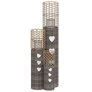 vidaXL Žvakidės, 3vnt., pilkos spalvos, pintos