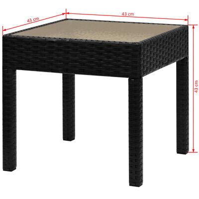 vidaXL Bistro baldų komplektas, 3 dalių, juodas, poliratanas