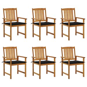 vidaXL Sodo kėdės su pagalvėlėmis, 6vnt., akacijos medienos masyvas