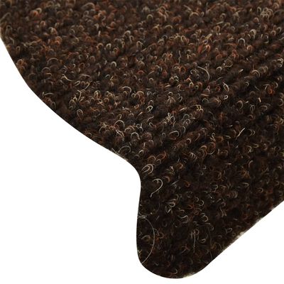 vidaXL Lipnūs laiptų kilimėliai, 5vnt., rudos spalvos, 56x17x3cm
