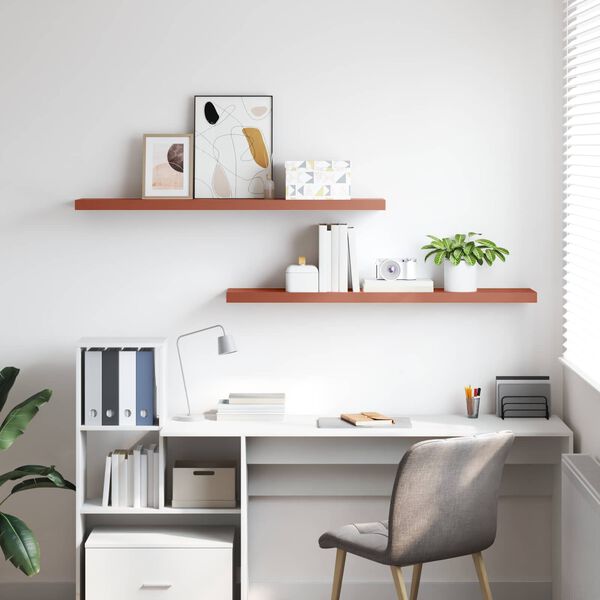 vidaXL Sieninė lentyna su saugykla 2 pcs Raudona 120 x 23,5 x 4 cm