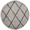 vidaXL Shaggy kilimas PAMPLONA, smėlio ir antracito, 100cm skersmens