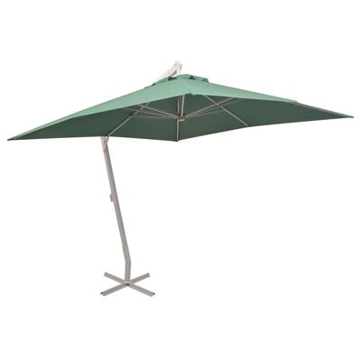 vidaXL Pakabin. skėtis nuo saulės, 300x300cm, alium. kotas, žalios sp.