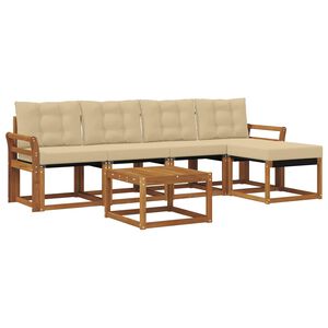 vidaXL Lauko sofos komplektas su pagalve 6 pcs Natūralus ir bežinis