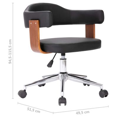 vidaXL Pasukama valgomojo kėdė, juoda, lenkta mediena ir dirbtinė oda