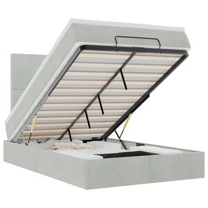 vidaXL Osmanų lovos rėmas su čiužiniais, pilkas, 120x190 cm, aksomas