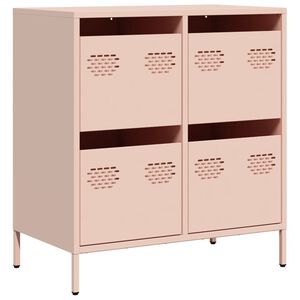 vidaXL &Scaron;oninė spintelė, rožinė, 68x39x73,5cm, &scaron;altai valcuotas plienas