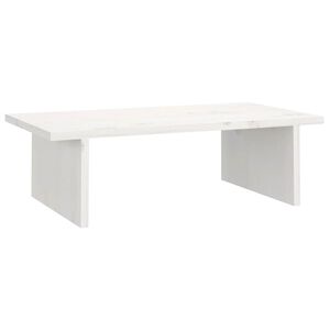 vidaXL Monitoriaus stovas, baltas, 50x27x15cm, pu&scaron;ies medienos masyvas