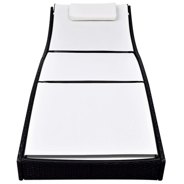 vidaXL Saulės gultas, poliratanas, juodas