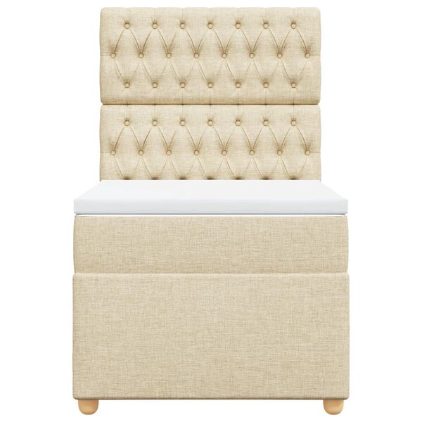 vidaXL Lova su spyruoklėmis ir čiužiniu, kreminė, 90x190 cm, audinys