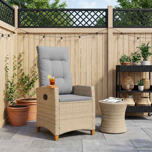 vidaXL Reguliuojama kėdė su arbatos staliuku 62 x 64 x 112 cm