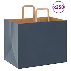 vidaXL Popieriniai mai&scaron;eliai 250vnt. su rankenomis, mėlynas 32x22x24cm