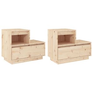 vidaXL Naktinės spintelės, 2vnt., 60x34x51cm, pu&scaron;ies medienos masyvas