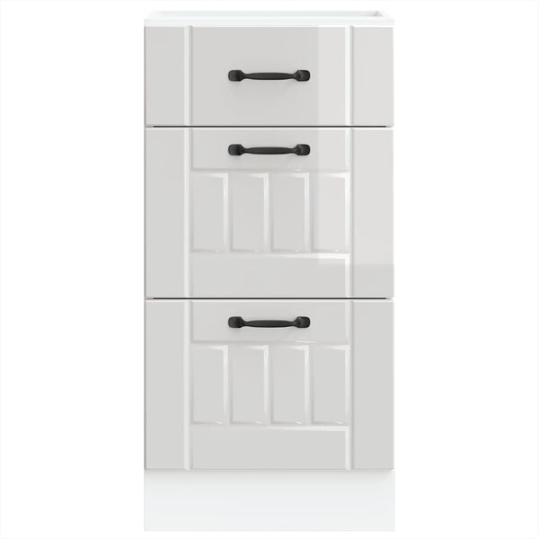 vidaXL Virtuvės spintelė, &bdquo;Lucca&ldquo;, blizgi balta, inžinerinė mediena