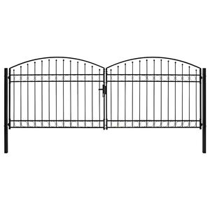 vidaXL Tvoros vartai ASSEN, dvigubos durys su arkine vir&scaron;umi, plienas, 400x150 cm
