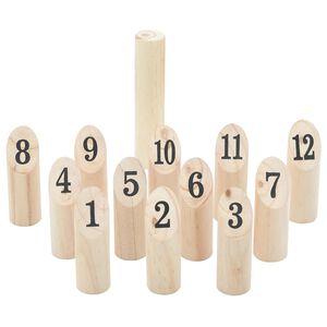 vidaXL Žaidimo Number Kubb rinkinys su krep&scaron;iu, 13 dalių, pu&scaron;is