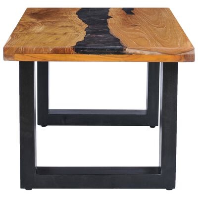 vidaXL Kavos staliukas, 100x50x40 cm, tikmedžio mediena ir sint. derva
