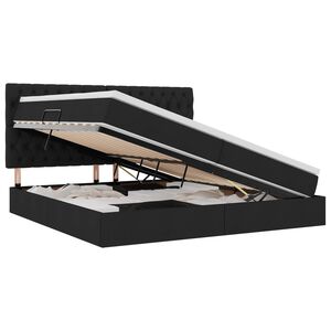 vidaXL Lova su daiktų laikymo vieta ir LED su LED Juoda 200 x 200 cm