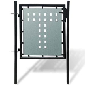 vidaXL Juodi vienvėriai tvoros vartai, 100x75 cm