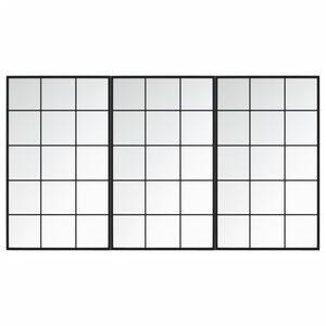 vidaXL Sieniniai veidrodžiai, 3vnt., juodos spalvos, 100x60cm, metalas
